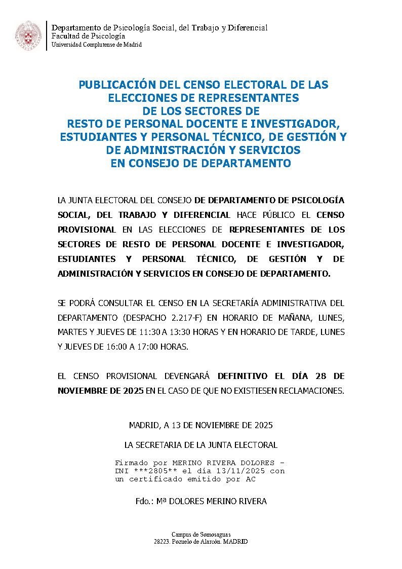 CONVOCATORIA ELECCIONES REPRESENTANTES 2025